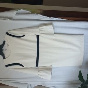 Calvin Klein white black trim bell sleeve dress!